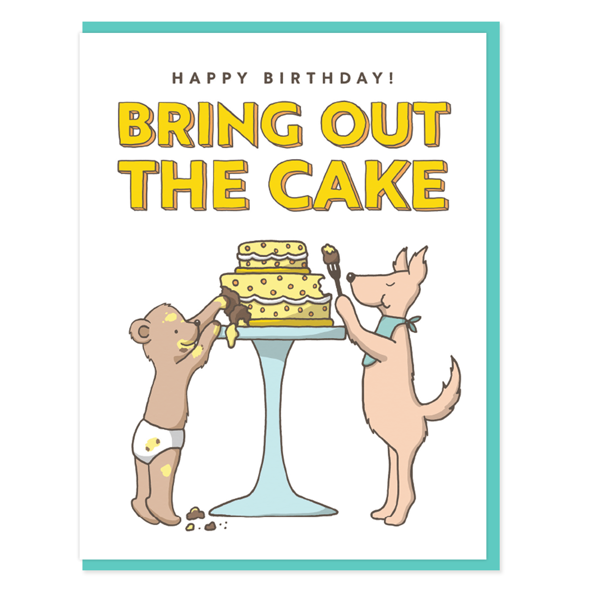 Baby Bear and Dog Birthday Card