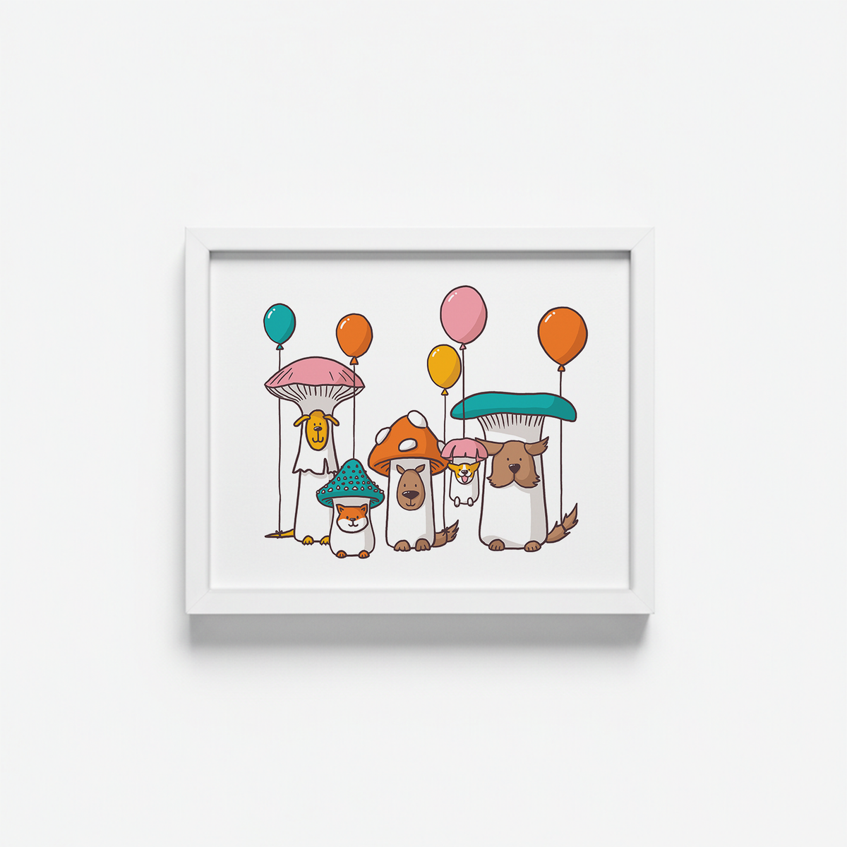Mushroom Dogs Art Print