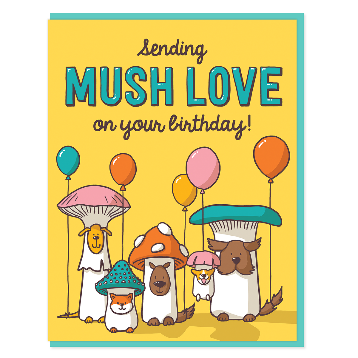 Mushroom Dogs Birthday Card